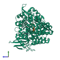 PDB entry 5e3a coloured by chain, side view.