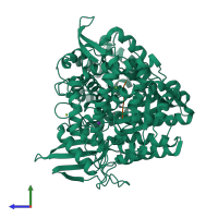 PDB entry 5e3c coloured by chain, side view.