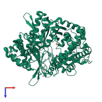 PDB entry 5e3c coloured by chain, top view.