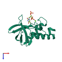 PDB entry 5e3f coloured by chain, top view.