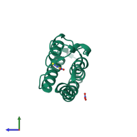 PDB entry 5e3g coloured by chain, side view.