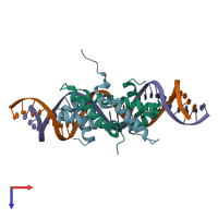 PDB entry 5e3m coloured by chain, top view.
