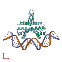 PDB entry 5e3n coloured by chain, front view.