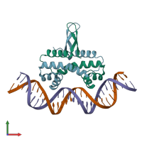 PDB entry 5e3o coloured by chain, front view.