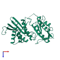 PDB entry 5e3s coloured by chain, top view.