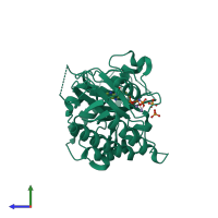 PDB entry 5e3u coloured by chain, side view.