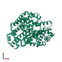 PDB entry 5e3x coloured by chain, front view.