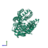 PDB entry 5e3x coloured by chain, side view.