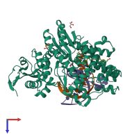 PDB entry 5e41 coloured by chain, top view.