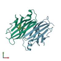 PDB entry 5e4a coloured by chain, front view.