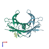 PDB entry 5e4a coloured by chain, top view.