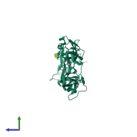 PDB entry 5e4i coloured by chain, side view.