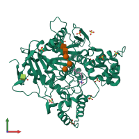PDB entry 5e4j coloured by chain, front view.