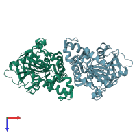 PDB entry 5e4y coloured by chain, top view.