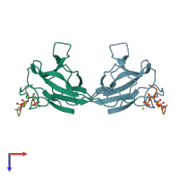 PDB entry 5e50 coloured by chain, top view.