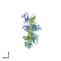 PDB entry 5e53 coloured by chain, side view.