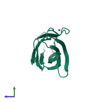PDB entry 5e56 coloured by chain, side view.