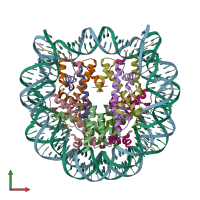 PDB entry 5e5a coloured by chain, front view.