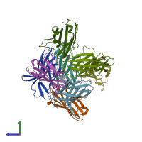 PDB entry 5e5m coloured by chain, side view.