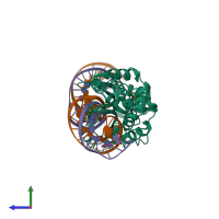 PDB entry 5e5o coloured by chain, side view.