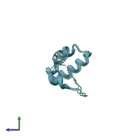 PDB entry 5e5q coloured by chain, side view.