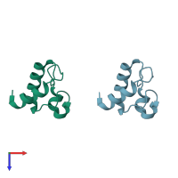 PDB entry 5e5q coloured by chain, top view.