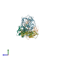 PDB entry 5e5r coloured by chain, side view.