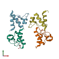 PDB entry 5e5t coloured by chain, front view.