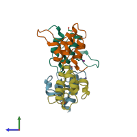 PDB entry 5e5y coloured by chain, side view.