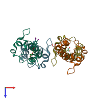 PDB entry 5e5y coloured by chain, top view.