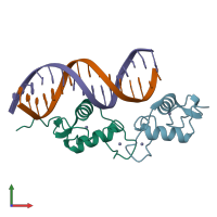 PDB entry 5e6c coloured by chain, front view.