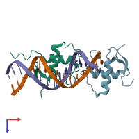 PDB entry 5e6c coloured by chain, top view.