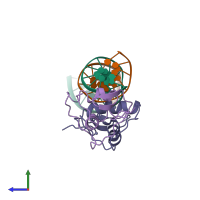 PDB entry 5e6d coloured by chain, side view.