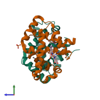 PDB entry 5e6e coloured by chain, side view.