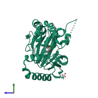 PDB entry 5e6h coloured by chain, side view.