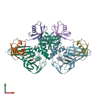 PDB entry 5e6j coloured by chain, front view.