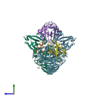PDB entry 5e6j coloured by chain, side view.