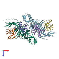 PDB entry 5e6j coloured by chain, top view.