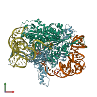 PDB entry 5e6m coloured by chain, front view.