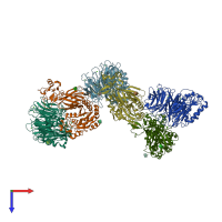 PDB entry 5e6s coloured by chain, top view.