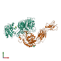 PDB entry 5e6u coloured by chain, front view.