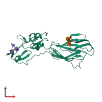 PDB entry 5e6v coloured by chain, front view.