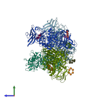 PDB entry 5e6y coloured by chain, side view.