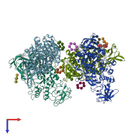 PDB entry 5e6y coloured by chain, top view.