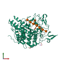 PDB entry 5e76 coloured by chain, front view.
