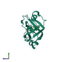 PDB entry 5e7n coloured by chain, side view.