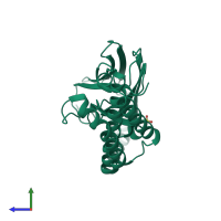 PDB entry 5e85 coloured by chain, side view.