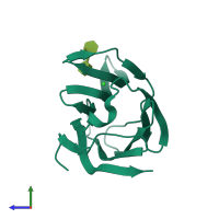 PDB entry 5e88 coloured by chain, side view.