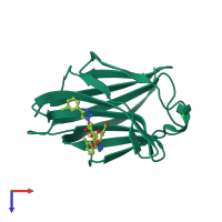 PDB entry 5e89 coloured by chain, top view.