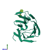 PDB entry 5e8a coloured by chain, side view.